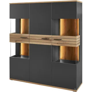 Set One by Musterring Vitrine Quincy 134,8 x 40 x 154,6 cm Schwarz/Anthrazit