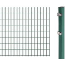 Alberts 641436 Doppelstabmattenzaun als Zaun-Komplettset | verschiedene Längen und Höhen | kunststoffbeschichtet, grün | Höhe 163 cm | Länge 2,5 m