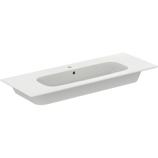Ideal Standard - i.life A Waschbecken, rechteckig, 124 cm, mit Loch für Armaturen, mit Überlaufloch, Weiß
