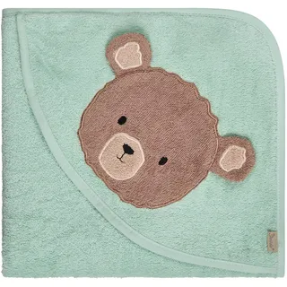 Sterntaler Kapuzenbadetuch Bär Bo, Baby-Badetuch mit Kapuze, saugfähige Baumwolle, süße 3D-Ohren, weich und pflegeleicht, 100×100×0,5 cm, mintgrün