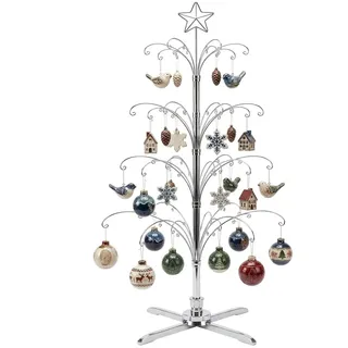 HOHIYA Metall Weihnachten Ornament Display Baum drehbarer Ständer 188 cm (Silber)