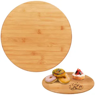 Relaxdays Drehteller , Hellbraun , Holz , 40x3.5x40 cm , Geschirr, Tischkultur & Serviergeschirr, Servierplatten
