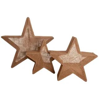 NÄVE LED Weihnachtsstern 3er Set Textil/Eisen H: 48 cm inkl. Leuchtmittelabstand: ca. 10 cm braun
