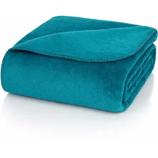 Glart U2P Kuscheldecke Uni Petrol – Wohndecke aus Baumwolle Polyacryl Mix für Sofa Couch und Bett