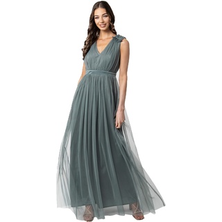 Maya Deluxe Damen Maya Deluxe Ruffle Shoulder Maxi Dress Brautjungfernkleid, Misty Green, 32 EU