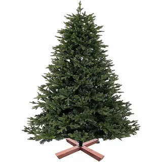 Relaxdays künstlicher Weihnachtsbaum, 240 cm, Spritzguss & PVC Nadeln, Holzständer, Tasche, Tannenbaum naturgetreu, grün