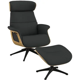 flexlux Relaxsessel Clement Polyester 83 x 112 x 125 cm grau mit Kopfverstellung, drehbar, ergonomisch