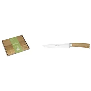 Bundle of Gerlach Natur Schneidebrett Holz Holzbrett Küche Küchenbrett Holzschneidebrett 30x24x2,3cm + Gerlach Natur Kochmesser Profi-Messer Küchenmesser Scharf Chefmesser 8 Zoll