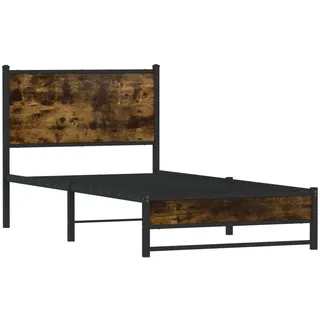 SYFAXTM Metallbett ohne Matratze Räuchereiche 100x200 cm - Braun