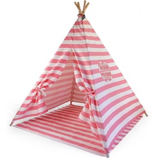 HEJ LØNNE Tipi Zelt für Kinder mit Bodenmatte 120 x 120 x 150 cm - Kinderzelt für Drinnen - Spielzelt Kinder Tipi mit Bodendecke und Fenster - inkl. Beutel und Anleitung