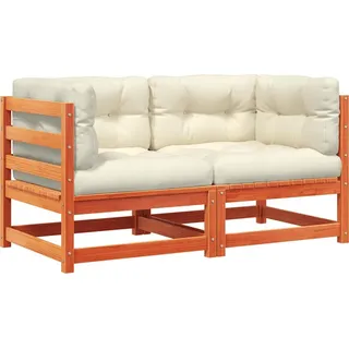 vidaXL Garten-Ecksofas mit Kissen 2 Stk. Wachsbraun Massivholz Kiefer - Braun