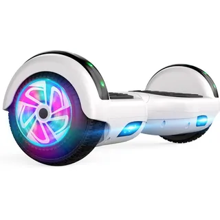 Hoverboard, 6,5“ Zwei-Rad-Selbst-Balancing Hover Board mit Bluetooth-Lautsprecher und Mode LED-Leuchten für Kinder(weiß)