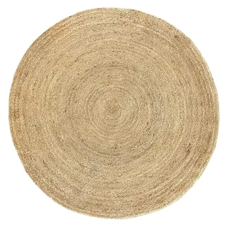 HAMID - Jute Teppich Rund, Alhambra Teppich Handgewebt 100% Naturfaser de Jute, Wohnzimmer, Schlafzimmer, Flurteppich, Dekoration, Farbe Natur, (150x150cm)