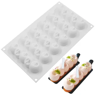 Kugel Silikonform Mousse Kuchen Backform - 6 Reihen DIY Halbkugel Gießform Konkaves Kugelförmiges für Trüffel, Schokolade, Gelee, Pudding, Eiswürfel, SüßIgkeiten Dekoration Förmchen, Weiß