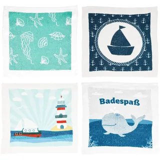 MIK funshopping Set Magisches Handtuch Magischer-Waschlappen Zaubertuch Zauberhandtuch, Mitgebsel Kindergeschenk Tombola (4er Set Maritim)