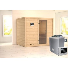 Bild von Sauna Sonara 40mm mit Saunaofen 9kW extern Klarglastür