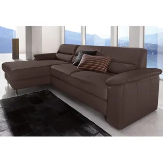 sit&more Ecksofa »Ascara L-Form« inklusive Boxspring/Federkern-Polsterung, wahlweise mit Bettfunktion, braun