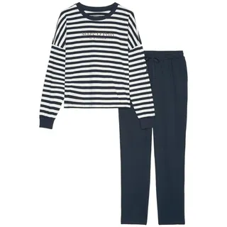 Marc O'Polo Damen Mix&Match Long Pyjama Set, Navy/White, S EU