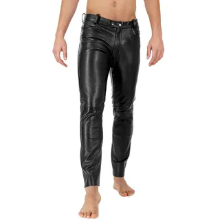 Bockle® Brothers Lamb Pants Lamm Lederhose Lederjeans Skinny Herren Leder Tube , W33/L34 - Schwarz