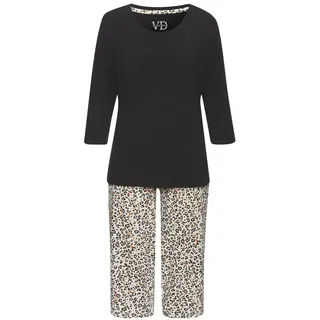 VIVANCE Dreams Capri-Pyjama 2 tlg. mit schönem Animalprint, schwarz,