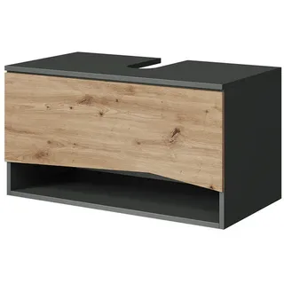 Vicco Waschbeckenunterschrank 1 Schublade 80 x 42,8 x 43 cm Braun/Dunkelgrau