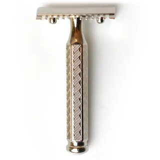 Merkur Rasierhobel 41C | Hexagonalgriff Glanzchrom | Dreiteiliger Rasierer mit geradem Schnitt | Offener Kamm | Ideal für Nassrasur | Zinkdruckguss | Made in Germany