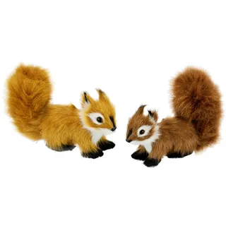 I.GE.A. "Tierfigur mini Eichhörnchen 2er Set", Kunstfell Statue Ornamente Pelz Plüschtier Wald-Pelztier Waldtier,