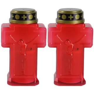 Flammenloses Kreuz Kerzen 2 Stück Religiöse Andacht LED Kerzen Batteriebetrieben Gefälschte Geschenk Rot