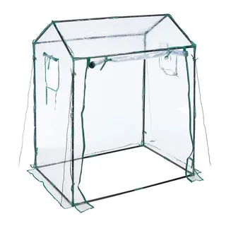 Relaxdays Foliengewächshaus, PVC-Folie, aufrollbare Tür , transparent - Transparent