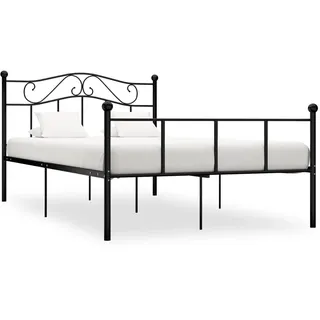 vidaXL Bettgestell Bett Metallbett Schlafzimmerbett Doppelbett Bettrahmen Schlafzimmermöbel Ehebett Lattenrost Schwarz Metall 160x200cm
