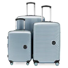 HAUPTSTADTKOFFER Mitte - 3er Kofferset - Handgepäckskoffer 55 cm, mittelgroßer Koffer 68 cm + großer Reisekoffer 77 cm, Hartschale ABS, TSA, Pool blue