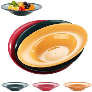 6 Stück Pastateller Suppenteller Tief Salatteller Camping Teller Bunte Speiseteller Set Tiefer Picknickteller Rund Wiederverwendbar Tiefe Teller Nudelschalen für Nudeln, Salate, Suppen, Steaks