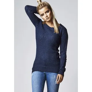 URBAN CLASSICS Damen Dames Long Wideneck Sweater Pullover, Blau (Navy 155), S