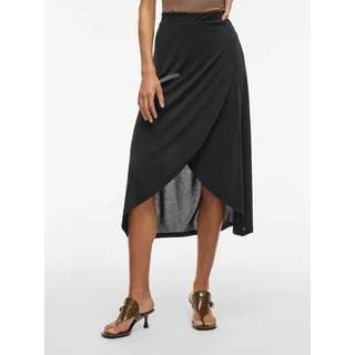 VILA Wickelrock "VIMODALA HW WRAP SKIRT - NOOS", Damen, Gr. S (36), schwarz, Jersey, Obermaterial: 70% Modal, 30% Polyester, unifarben, wadenlang, Röcke Wickelrock