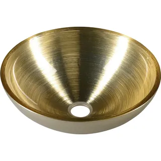Sapho MURANO SOFT BROWN Glaswaschbecken zum Aufsetzen, Durchmesser 40cm, Beige-Gold - Gold