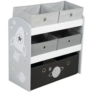 roba Kinderregal Rakete 5 Boxen  grau/weiß