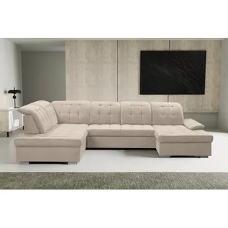 werk2 Wohnlandschaft »Kordula-New U-Form«, Sofa in U-Form mit Schlaffunktion & Bettkasten, Schlafcouch