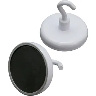 Ferritmagnete, Magnethaken, Hakenmagnet, Magnethalter 36 mm, Metall|Ferrit, weiß