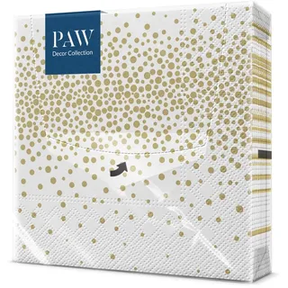 PAW - Servietten 3-lagig (33 x 33 cm) I 20 Stück I Perfekt für Geburtstage, Partys, Hochzeiten, Kommunion und Feiern I Papierservietten Bunt - Klassisch, Eleganz, Punkte, Gold I Confetti