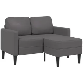 vidaXL 2-Sitzer-Sofa mit Chaiselongue L-Form Grau 125 cm Kunstleder - Grau