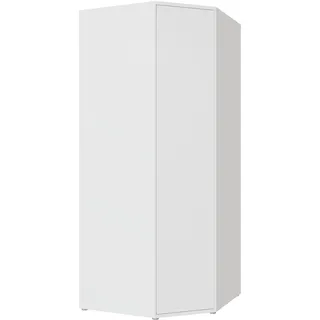 Forte Alice Springs Eckkleiderschrank 90 100, minimalistischer Schrank, 1-türig, platzsparende Stauraumlösung für kleine Räume, Holzwerkstoff, Weiß, 92,2 cm breit x 214,3 cm hoch x 92,2 cm tief