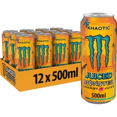 Bild von Juiced Khaotic - koffeinhaltiger Energy Drink mit tropischem Zitrus-Geschmack - in praktischen Einweg Dosen (12 x 500 ml)