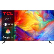 TCL 55P739 55 Zoll Fernseher, 4K HDR, Ultra HD, Smart TV Powered by Google TV, Rahmenloses Design (Dolby Vision & Atmos, Freihändige Sprachsteuerung, Kompatibel mit Google Assistant & Alexa)