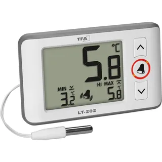 TFA Digitales Profi-Thermometer mit Kabelfühler weiß-grau