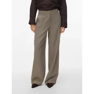 Anzughose VERO MODA "VMBESTIE HW WIDE PANT NOOS", Damen, Gr. 38, Länge 34, moon rock detail:melange, Web, Obermaterial: 94% Polyester, 4% Viskose, 2% Elasthan, meliert, unifarben, bequem lang, Hosen Anzughose, Materialmix, weite Form, mit Stretch