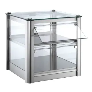 Neumärker Backwaren Vitrine Cube Neutral, Robuste Gebäckvitrine für die ansprechende Präsentation von Backwaren, 2 Böden