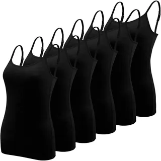 BQTQ 6 Stück Unterhemd Damen Spaghetti Top Unterhemd Spaghettiträger mit Verstellbarer Strap Basic Cami Tank Top für Frauen und Mädchen