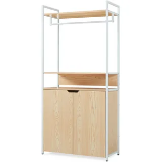 [en.casa] Garderobenständer Larem , Eichefarben, Weiß , Holzwerkstoff, Metall , Holz Optik , 84x180x40 cm , Garderobe, Garderobenständer