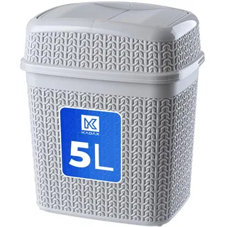KADAX Kosmetikeimer aus Kunststoff "Tonni", Abfalleimer mit Schwingdeckel, Mülleimer für Bad, Grau, 5L - Grau