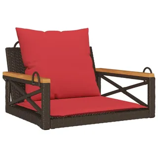 vidaXL Hängesessel mit Kissen Braun 63x62x40 cm Poly Rattan - Schwarz